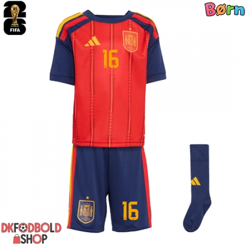 Spanien Rodri Hernandez #16 Hjemmebanesæt Børn VM 2026 Kort ærmer (+ korte bukser)